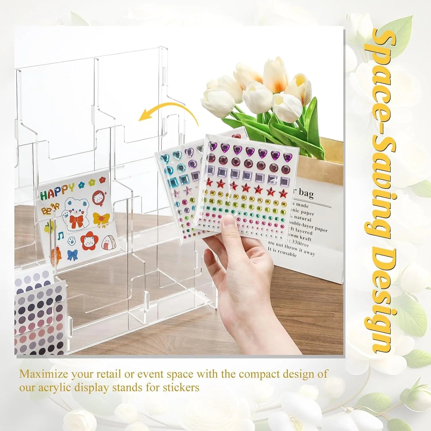 Clear Acrylic  Portable Countertop Display Rack for Storing Brochures Stickers Business Cards Living Room Items