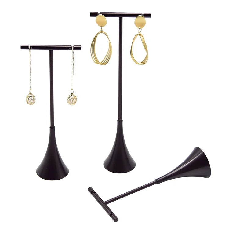 JINSKY Gold Metal T-Bar Hanging Earrings Display Stand Wholesale Rack Holder for Jewelry Shop Stylish Container for Ear