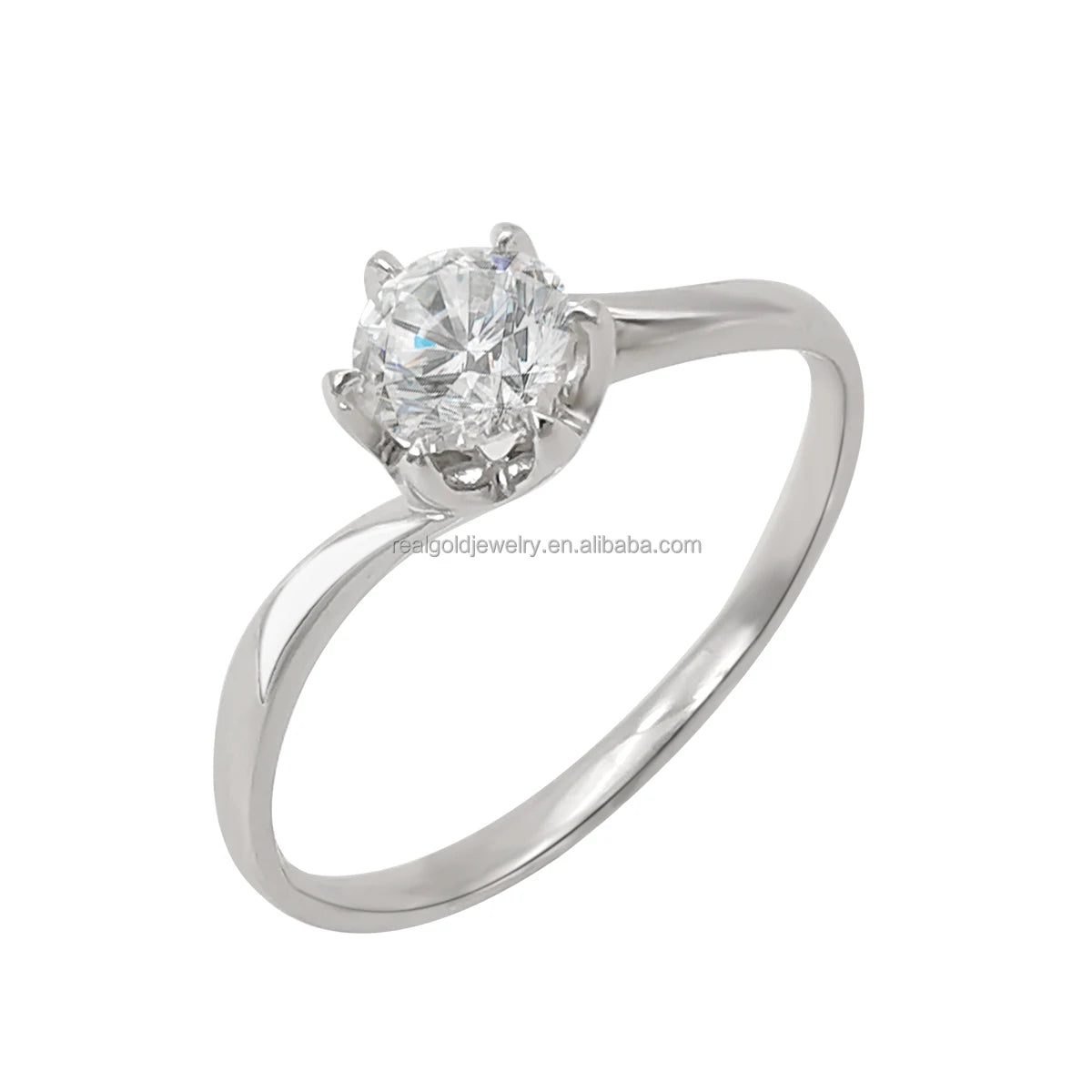 High Fashion Real Gold Rings 14k AU585 Solid White Gold Wedding Rings Hot Selling Simple Design Gold Jewelry