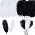 8-10 Inch/ 20-25 cm White Black Bulk Natural Ostrich Drab Feathers for Crafts Costume Wedding Centerpiece Carnival Decor