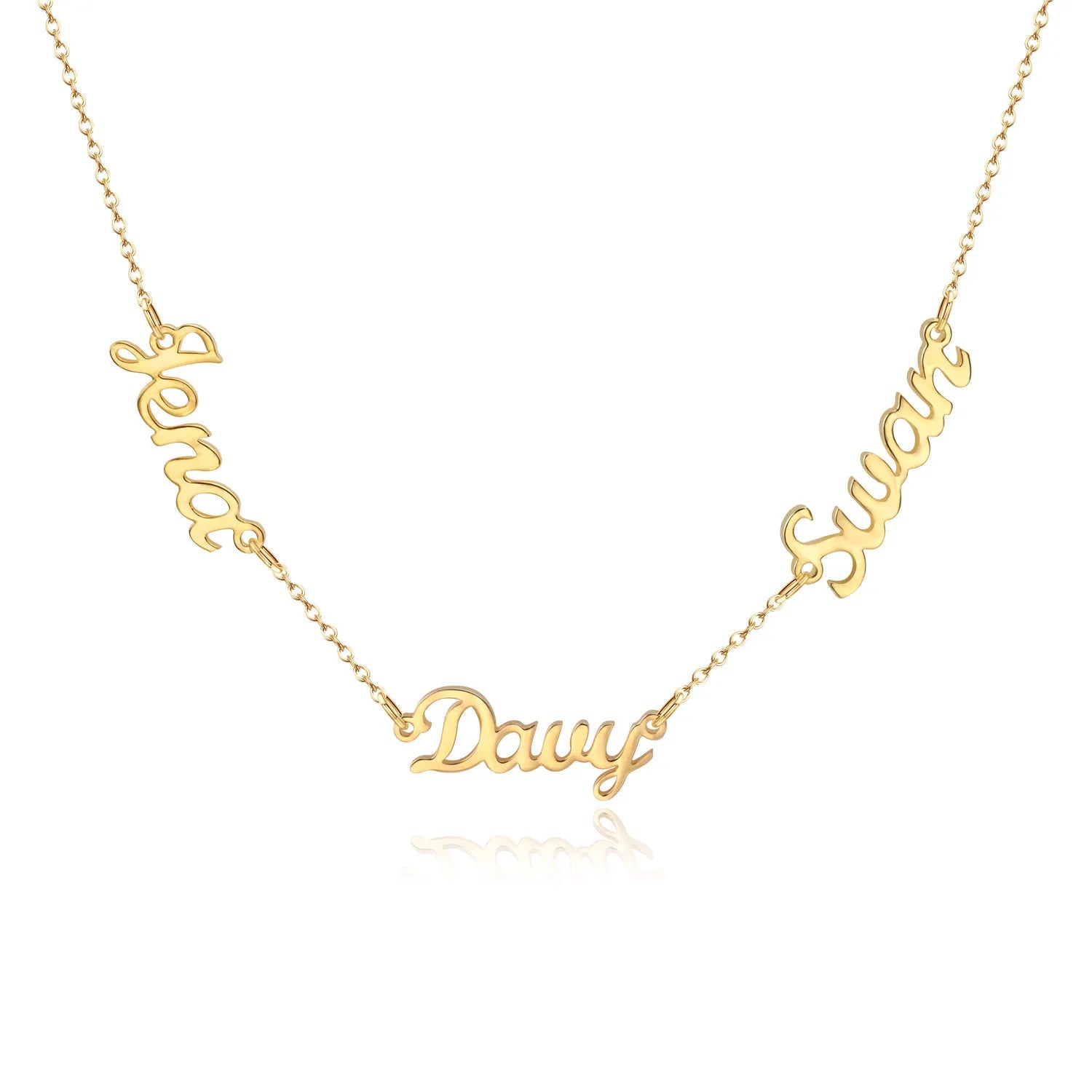 14K Gold Plated Custom Multiple Name Necklace Family Members Name Combination Necklace