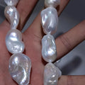 18-20MM Big White Top Quality Natural Freshwater Irregular Baroque Fireball Loose Pearls with Full Drilled Hole