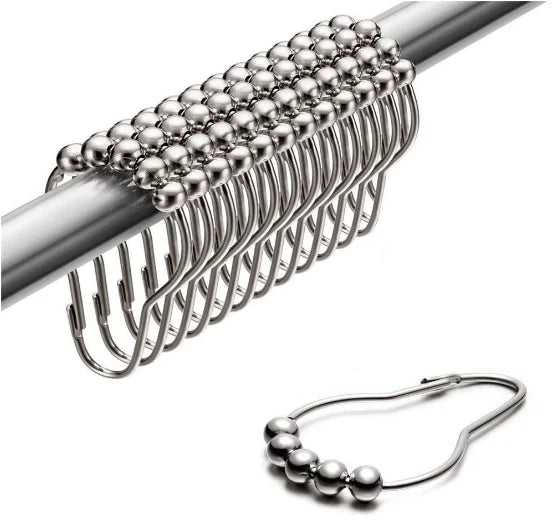 Rustproof Decorative Shower Curtain Hooks for Bathroom Stainless Steel Shower Hooks Rings for Curtain Rolling Shower Rod Hanger