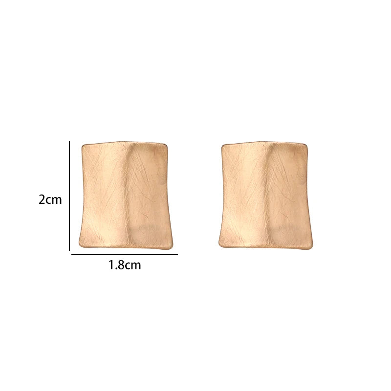 TongLing Zinc Alloy Nickel Free Brushed Gold Plated Jewelry Geometric square Minimalist Earrings Stud for Women Girl Men
