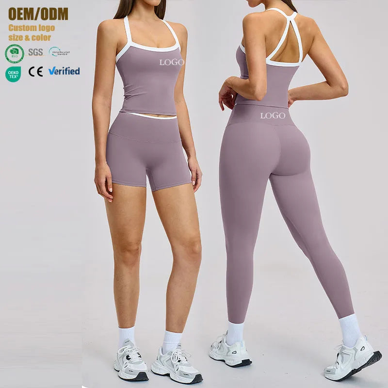 Ufinebest 2026 Women Seamless Plus Size Yoga Set Workout Sportswear Crop Top High Waist Leggings Gym Fitness Set