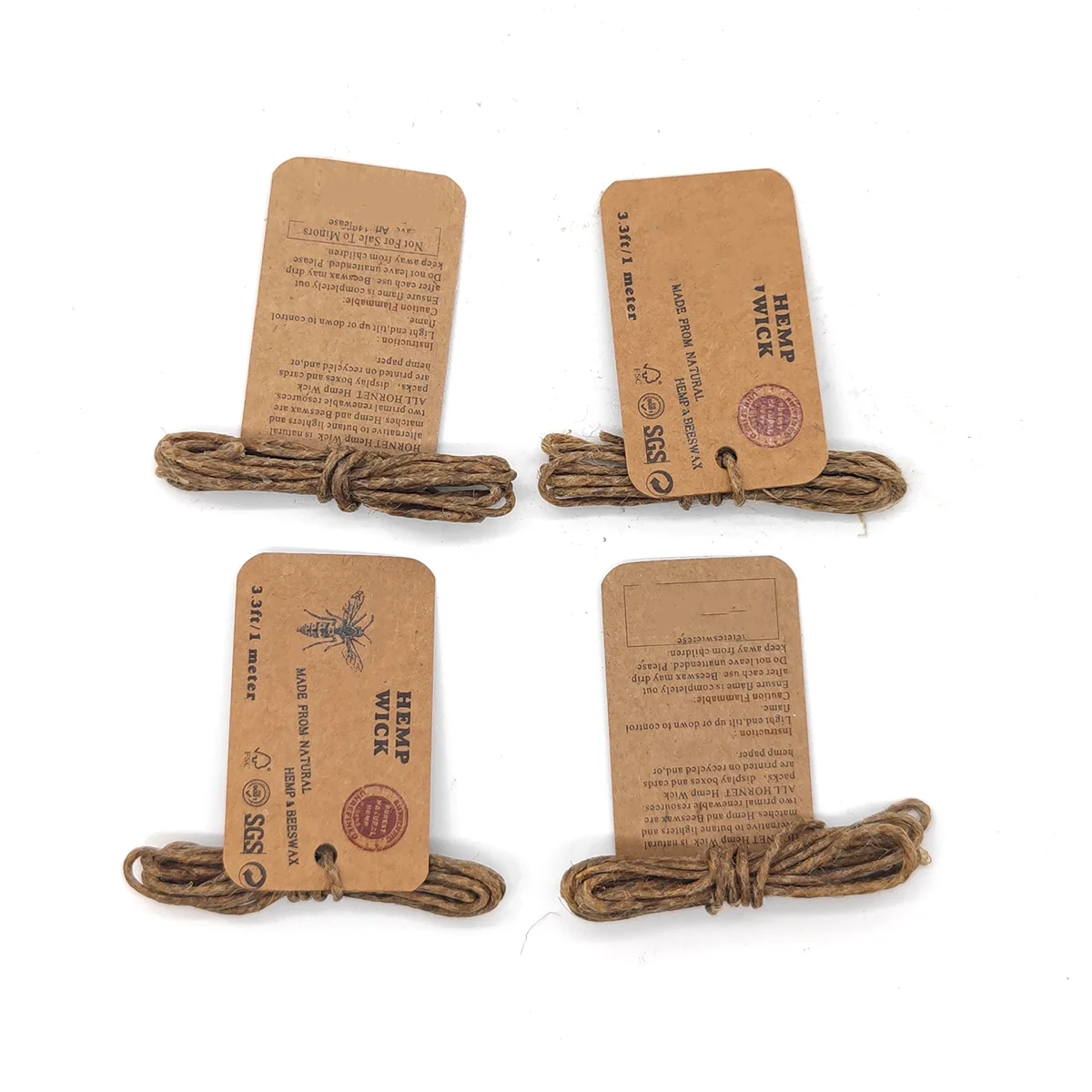 Environmentally Friendly Hemp Roll 5FT 1MM  Hemp Wick Dipped in Beeswax with Custom Label for Smoking