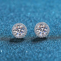 High-end Jewelry S925 Silver Classic Four-claw Moissanite Ring Inlaid Earrings Simple Ladies Light Luxury Jewelry Earrings