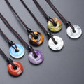 Natural Healing Crystals Gemstones Peace Buckle Necklace Charms for Jewelry Making Braided Rope Pendant Necklace