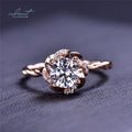 Rose Gold Plated Original 1 Carat Brilliant Cut Pass Diamond Test D Color Moissanite Romantic Flower Wedding Ring Fine Jewelry