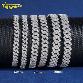 Hot Sale Fine Jewelry Lab Diamond 925 Sterling Silver 14k Gold Plated Vvs Moissanite Diamond Bracelet Men Cuban Link Bracelet