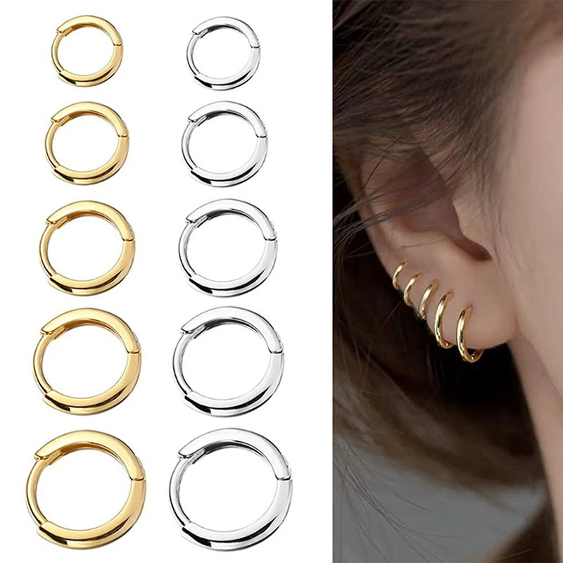 2022 Trend Simple Stainless Steel Gold Small Hoop Earrings for Women Men Cartilage Ear Piercing Jewelry Pendientes Hombre Mujer