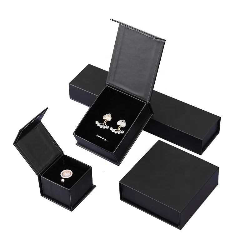 Magnet Gift Packaging Black Ring Earrings Pendant Necklace Bracelet Jewelry Boxes