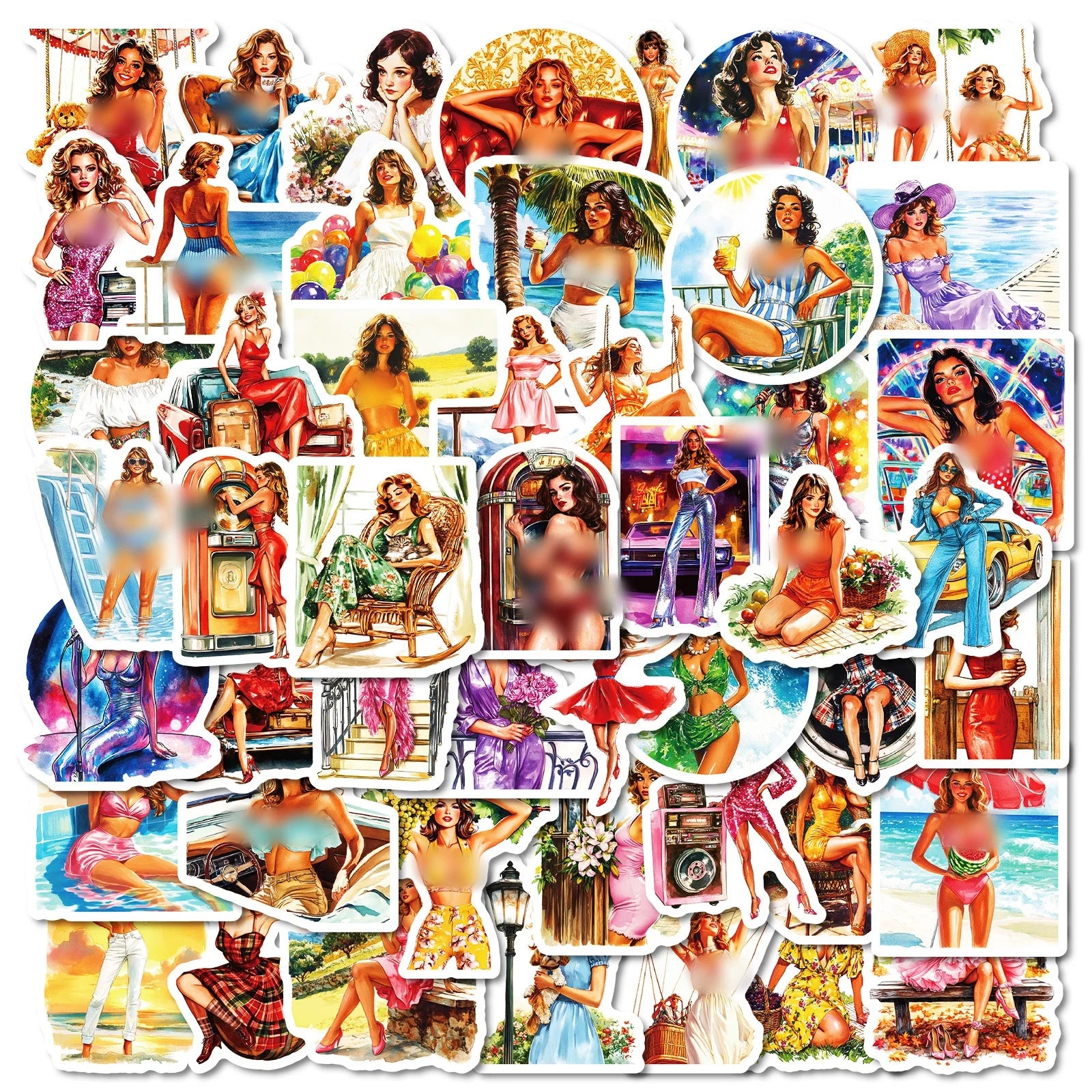 50PCS Hottest summer vintage trendy sexy girl sticker