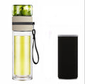 New Design Glass Water Bottle for Tea Double Wall Tea Separation Glass Water Bottle with Tea Infuser