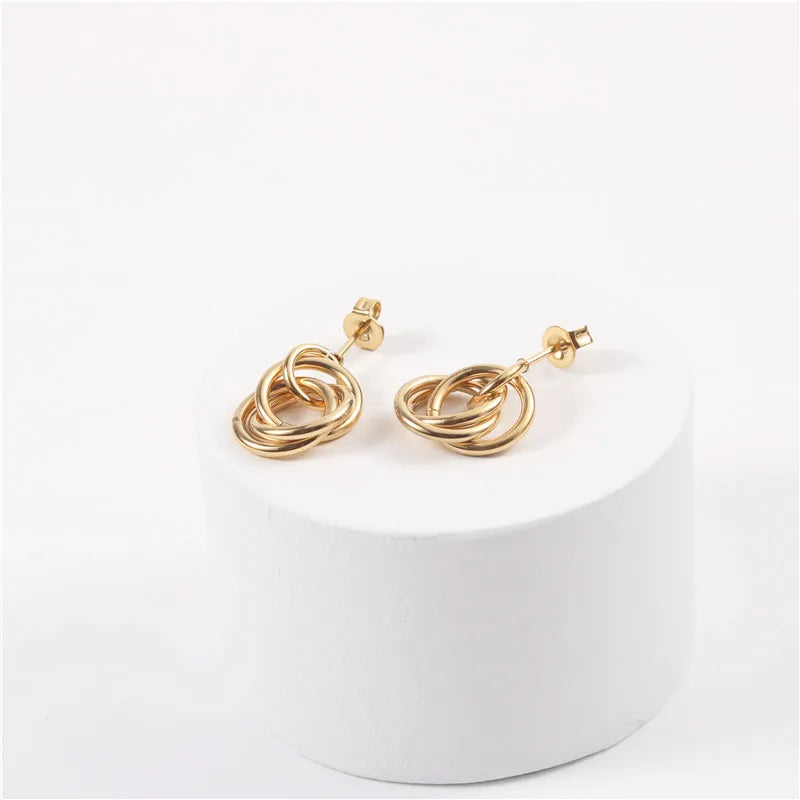 Fenny 18K Gold-plated New Popular Multi -circle Cross in Bulk Stud Earring for Women Wholesale Brass Ladies Jewelry