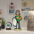 Surfing Boy Bobblehead-Artificial Artistic Hand-Painted Resin Coastal Home Decoration Beach-Themed Gift Surf Lovers Summer Party