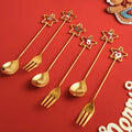 Christmas GiftTableware 304 Stainless Steel Coffee Tea Spoon Ice Cream Dessert Spoon Fork Star Shape with Pendant