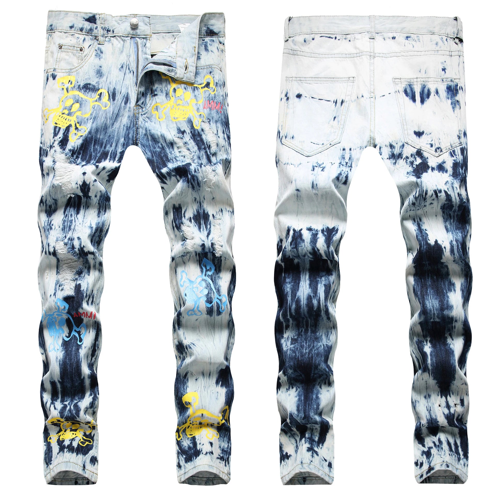 Exclusively for Hip Hop Siza Rinsing Water Digital Printed Jeans