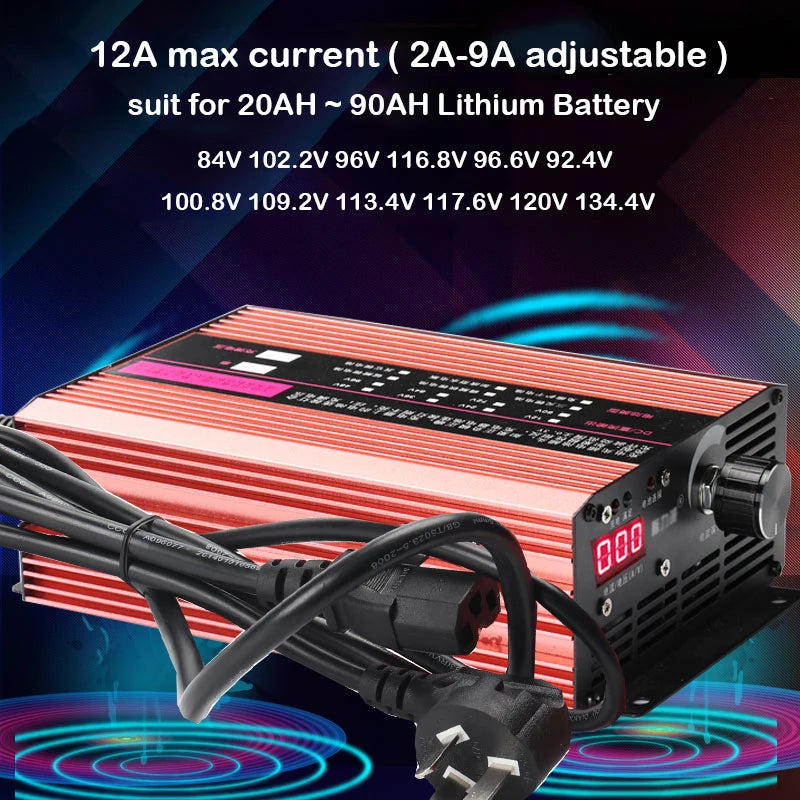 120V 84V 96V 102.2V 117.6V 100.8V EBike Lipo Li-ion Lifepo4 Lithium Battery Charger Fast 2A 5A 9A Adjustable Charge 24S 28S 32S