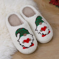 Nicecin New Christmas Hat Pattern Cotton Warm Plush Fuzzy House Winter Home Fluffy Fashion Fur Slippers