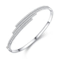 Stylish Multi-layered Irregular Lines Bracelets Bangles 925 Sterling Silver Pave CZ Iced Out Bangles for Women Girls