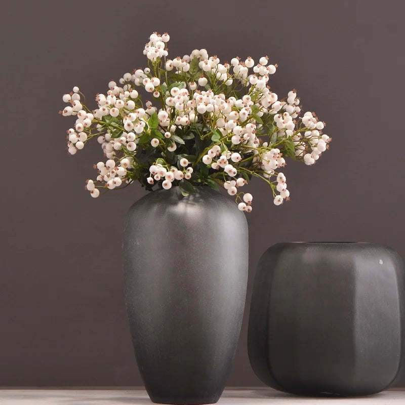 Flowers Artificial Berry Stems Bunch M256 Floral Foam Plastic for Home Wedding Party Decor Holly Berriestall Silk Faux White MSH