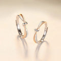 BASQUESUN Factory Wholesale Twin Couple Fashion Personality Copper Inlaid Zircon Open Simple Split Gold Couple Ring