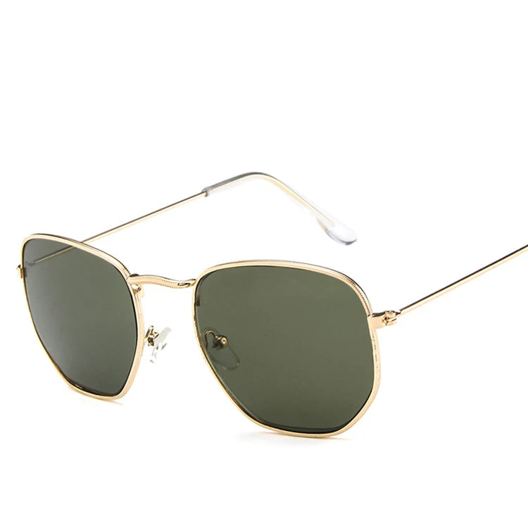 New Square Metal Polygon Sunglasses for Men and Women Retro Trend Dazzling Colored Glasses with Custom Logo