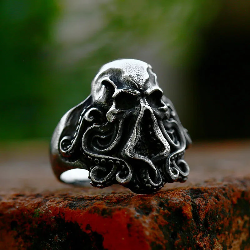 SS8-918R Steel Soldier 2022  New Octopus Skull Ring 316L Stainless Steel Jewelry Seaman Rings for Men Puck Biker Jewelry
