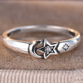 Huitan S925 Delicate Stars and Moon Design Sparking Simulated Moissanite Finger Ring for Trend Design Sterling Silver Ring Women