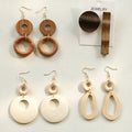 Factory Vacation Exaggerated Large Paragraph Rattan Straw Earrings Geometric Irregular Earrings Natural Wood Earrings for Women