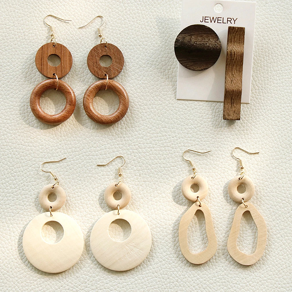 Factory Vacation Exaggerated Large Paragraph Rattan Straw Earrings Geometric Irregular Earrings Natural Wood Earrings for Women