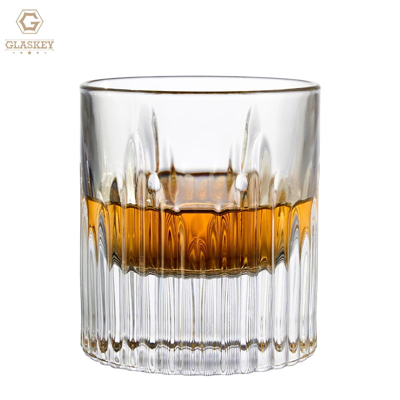 200ml Thick Bottom Engraved Crystal Whiskey Glass Water Tumbler Lowball Glass Rocks Glass for Bar