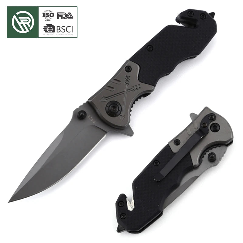 Bochen Tactical 16.5cm Titanium Coated Folding G10 Handle Outdoor Camping Pocket Knife Belt Cutter Rescue Self Defence