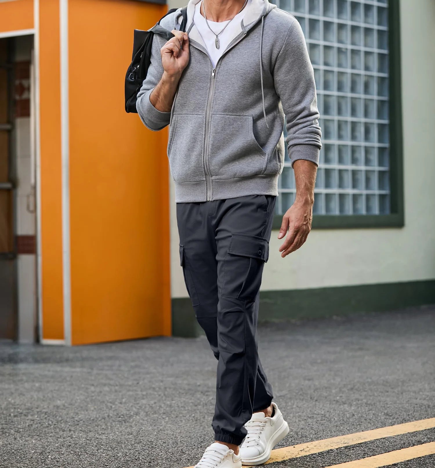 Baggy  Mens Flared Casual Cargo Joggers Pants Elastic Waist Drawstring Stretch Relaxed Fit Work Pants Gym Sweatpants