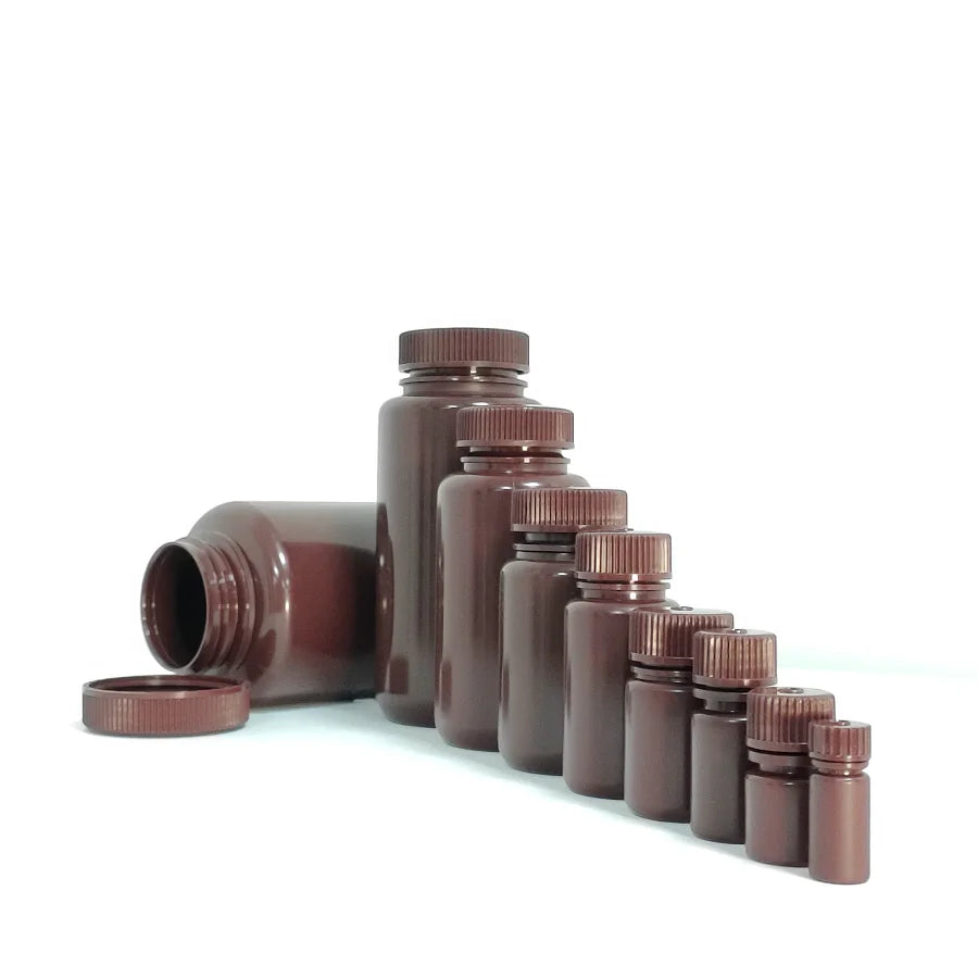 JSBIO 60ml 2.0oz Amber PP Wide Mouth Reagent Bottles 60ML Brown Color Transparent Wide Neck Plastic Bottles
