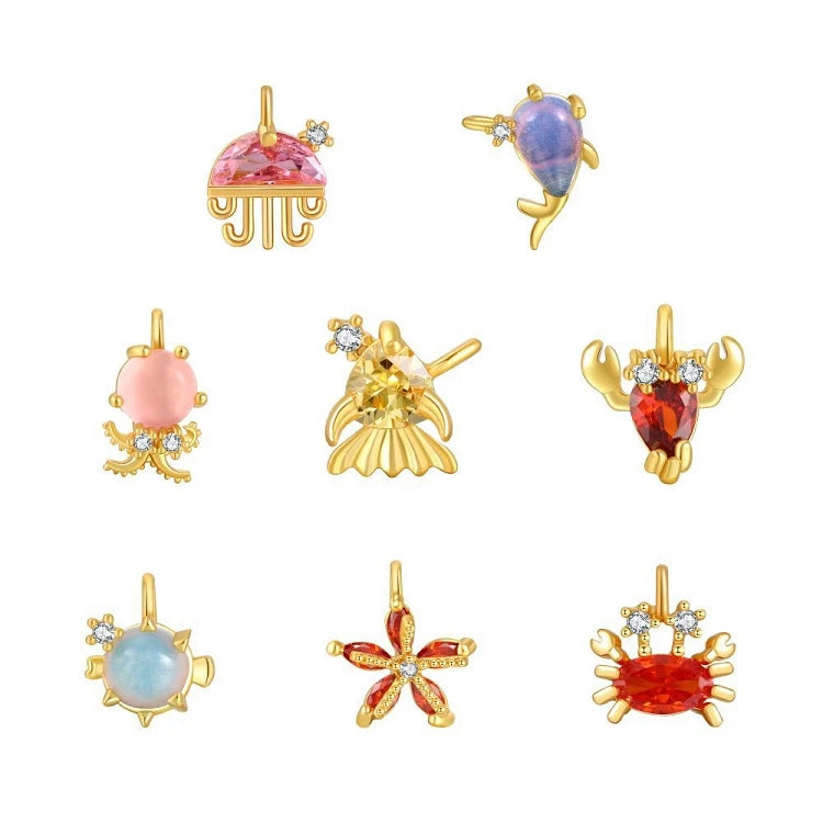 G298 Wholesale Minimalist Charm Zircon Ocean Animal Cute Pendant for Jewelry Making Women Necklace Pendant
