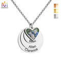 New Arrival Custom Photo Necklace Peach Heart Style with Engraved Name Plate Three Circles Stainless Steel Trendy Jewelry