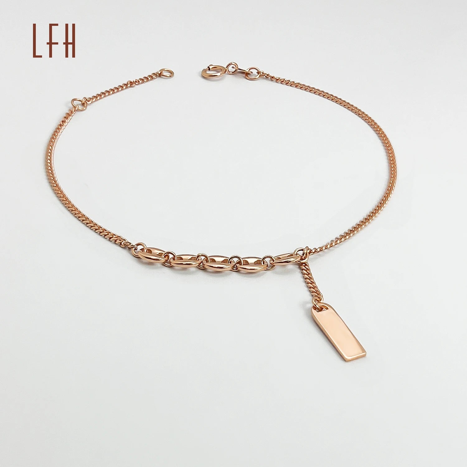LFH 2 Different Chain Combine Half Double Layer Half Single Box Chain Gold Jewelry 18k Real Statelite Stamping Charm Bracelet