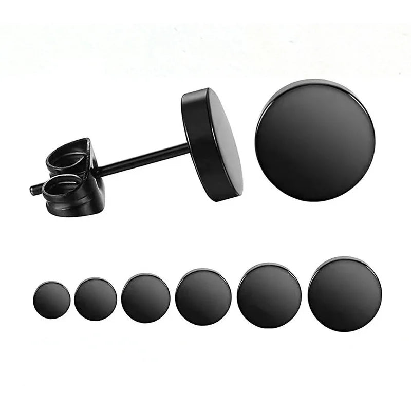 Classic Stainless Steel Round Cake Stud Earrings Korea Hot Selling Fashion Jewelry for Women
