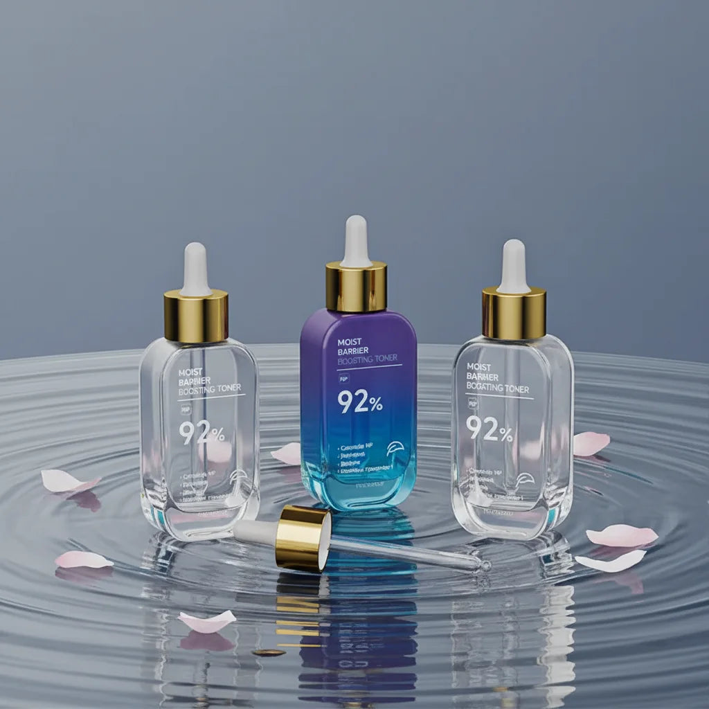 Skin Care Cream Mascara Facial Cleanser Face Masks Square Serum Glass Bottle 30ml/50ml Capacity Pump Sprayer Screen Printed