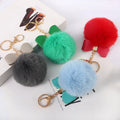 Cute Bow Pom Pom Keychain Ring Fluffy Plush Keychain for Women