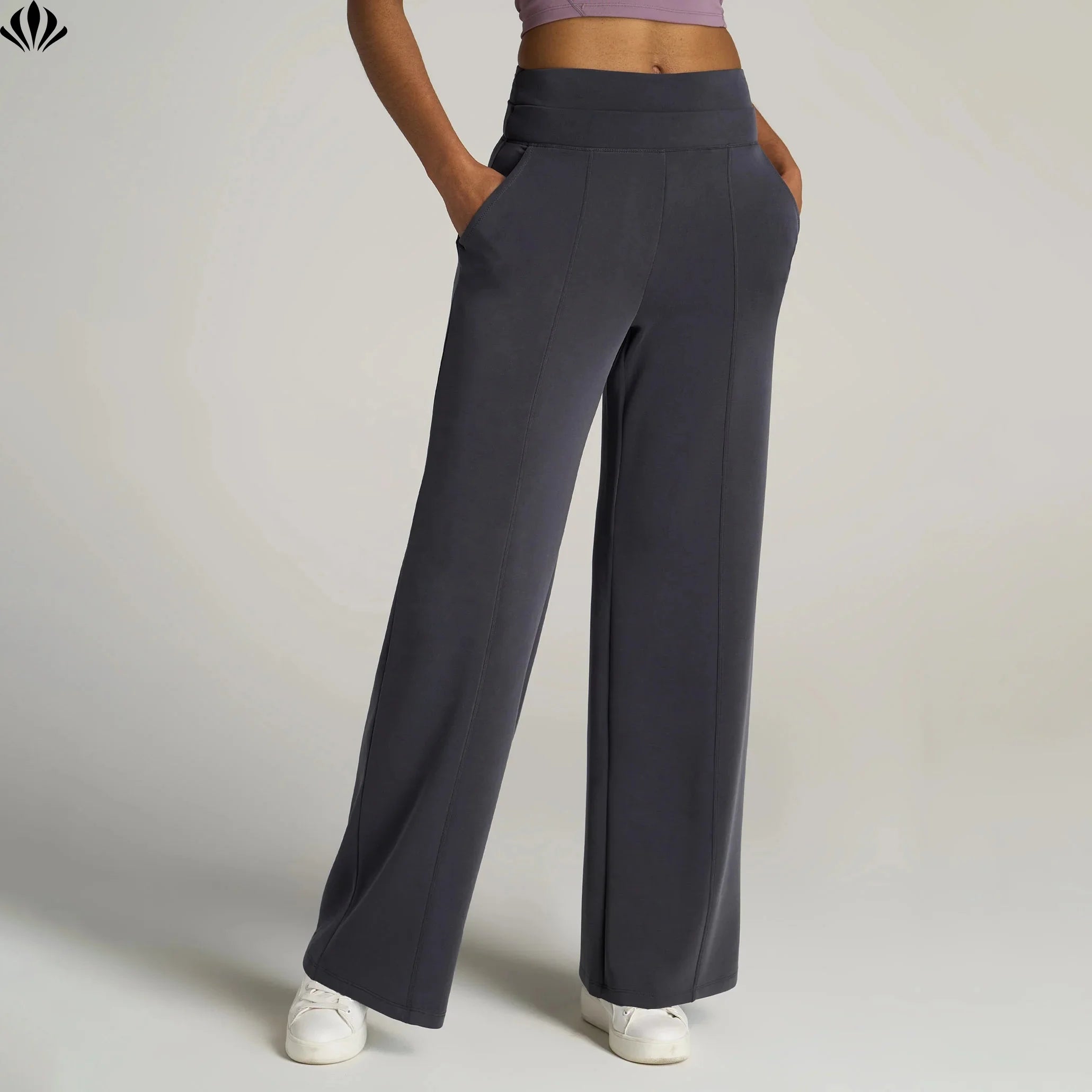 New Design Comfort Casual Two Side Pocket Ultra High Waist Wide Leg Pants for Tall Women