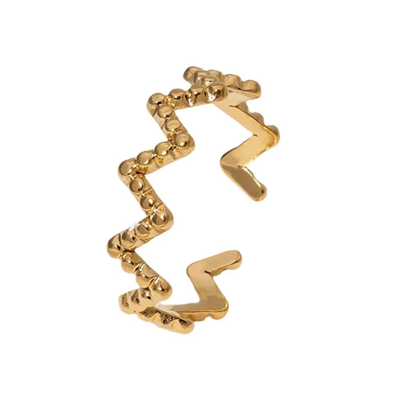 BM Wholesale Non Tarnish Jewelry Women Stainless Steel Irregular Wavy Rings