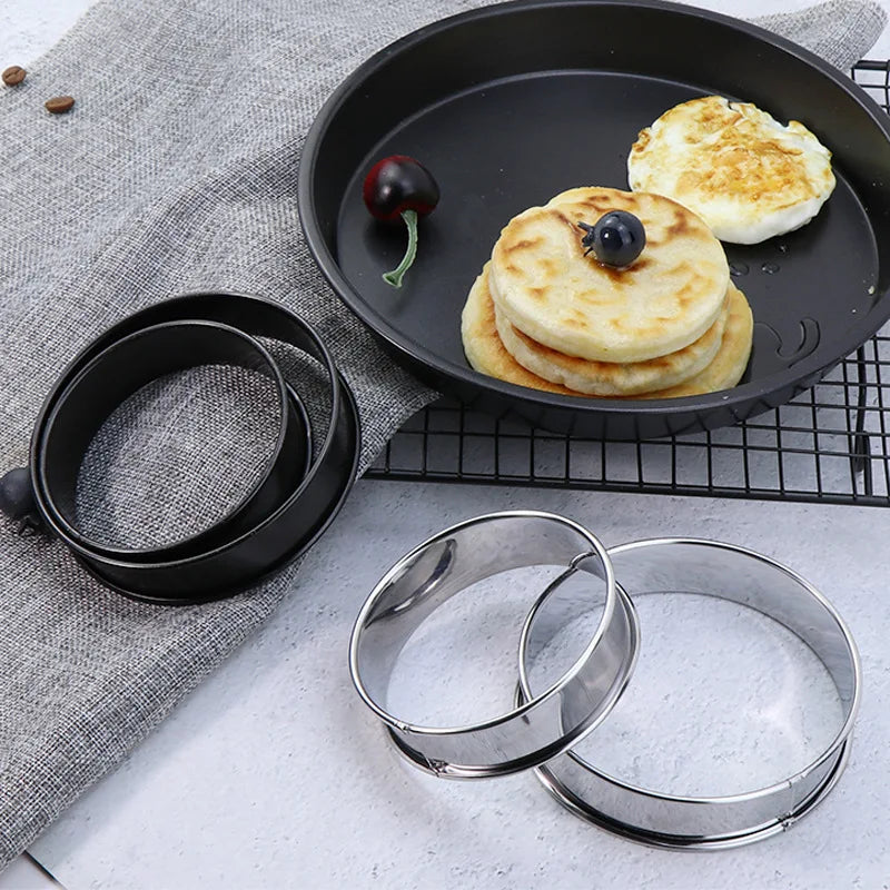 6/8/10cm Double Crimping Tower Ring Stainless Steel French Muffin Ring Tart Mold Biscuit Cake Mold for Baking Cookie Tools