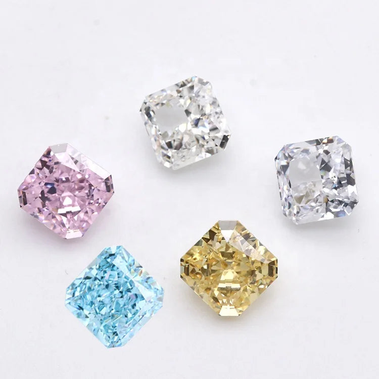 6A Wholesale Synthetic Zircon Stone square Octagon Iced Cut Loose Cubic Zirconia Gemstone for CZ Jewelry Making