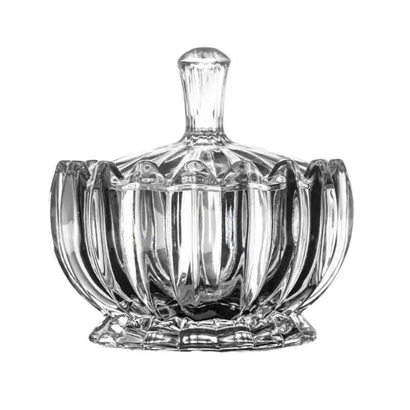 Hxglass 10cm Crystal Wedding Candy Jar Decorative Glass Storage Box with Lid for Decorative Tray Unique Dry Fruits Box