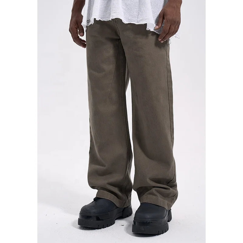 Custom Label  Drop Ship  Stock Street Wear Stock Men High Waist  Stacked Flare Jeans Pants