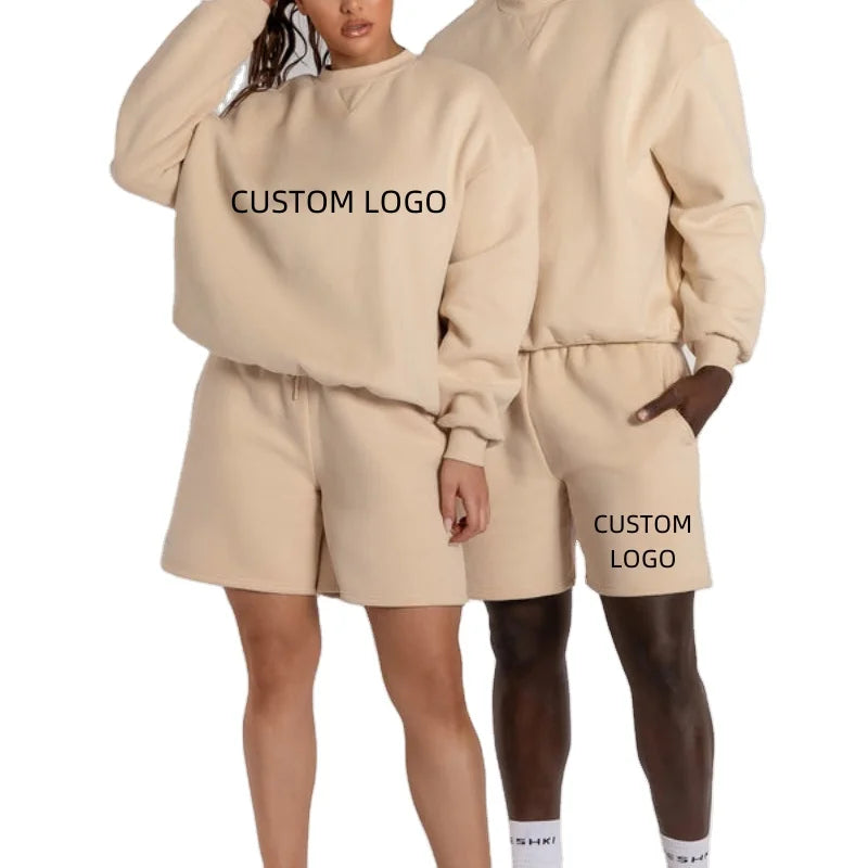 Jogging Suits Unisex Crewneck Sweatshirts for Men Men Wholesale Sweat Suits Two Piece Hoodie Sweatshirt and Sweat Short Set