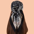2025 Winter New Style Floral Printed Square 70cm Herringbone Cotton Towel Women's Neck Scarf Handkerchief Bandanas